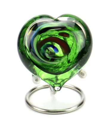 Glazen Memorie Knuffelkeitje Pebble Heart Groen