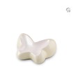 Kleine Metalen Urn Ivoor/Wit Butterfly