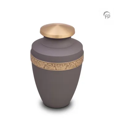 Grote Metalen Urn Grijs met Goudkleur