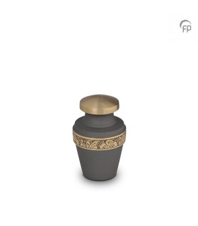 Metalen Mini Urn Grijs met Goudkleur