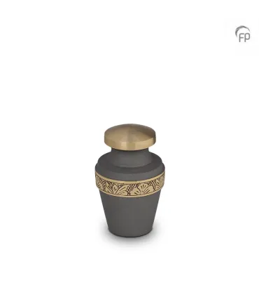 Metalen Mini Urn Grijs met Goudkleur