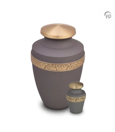Metalen Mini Urn Grijs met Goudkleur