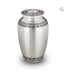 Grote Metalen Urn Zilverkleur met Bladdecoratie