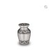 Metalen Mini Urn Zilverkleur met Bladdecoratie