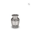 Metalen Mini Urn Zilverkleur met Bladdecoratie