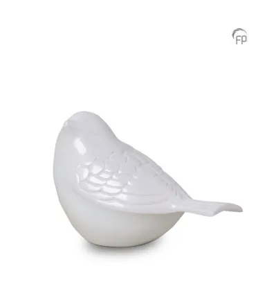 Metalen Mini Urn Songbird Wit