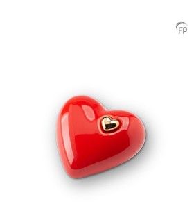 Kleine Keramische Hart Urn 'Mastaba' Rood Hoogglans