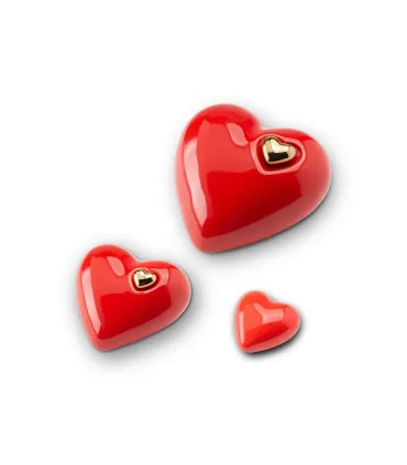 Keramische Mini Hart Urn 'Mastaba' Rood Hoogglans