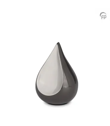 Kleine Metalen Urn Antraciet Grijs 'Teardrop'