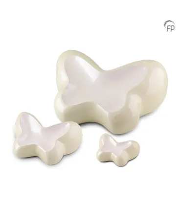 Metalen Mini Urn Ivoor/Wit Butterfly