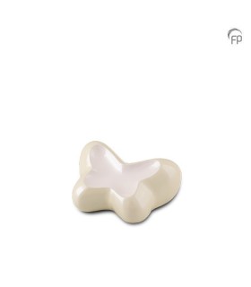 Metalen Mini Urn Ivoor/Wit Butterfly