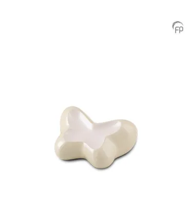 Metalen Mini Urn Ivoor/Wit Butterfly