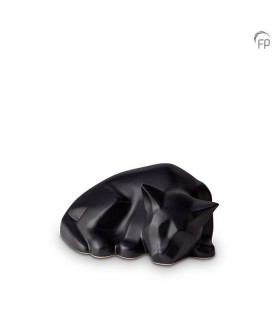 Grote Keramische Dierenurn Liggende Kat Matzwart