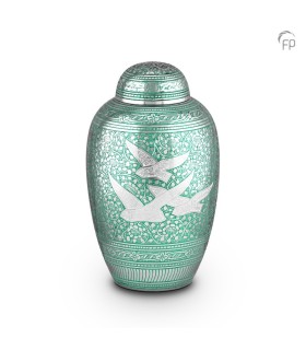 Grote Metalen Urn Vogels Groen