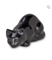 Kleine Metalen Dierenurn Liggende Kat Zwart