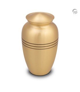 Grote Metalen Urn Goudkleur/Bronskleur met Zwarte Banden