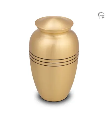 Grote Metalen Urn Goudkleur/Bronskleur met Zwarte Banden