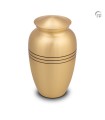 Grote Metalen Urn Goudkleur/Bronskleur met Zwarte Banden