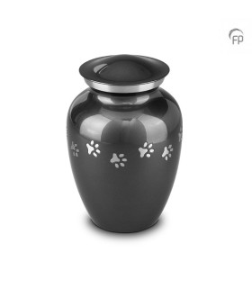 Grote Metalen Dierenurn Pootafdrukjes Zwart/Grijs