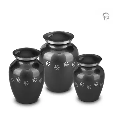 Kleine Metalen Dierenurn Pootafdrukjes Zwart/Grijs