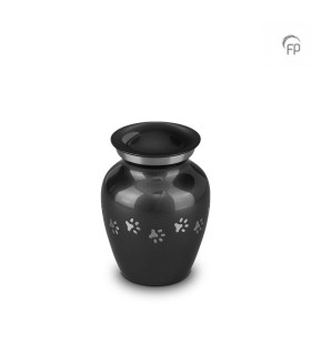 Kleine Metalen Dierenurn Pootafdrukjes Zwart/Grijs