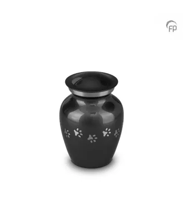 Kleine Metalen Dierenurn Pootafdrukjes Zwart/Grijs