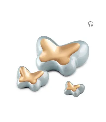 Metalen Mini Urn Blauw/Goudkleur Butterfly