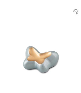 Metalen Mini Urn Blauw/Goudkleur Butterfly