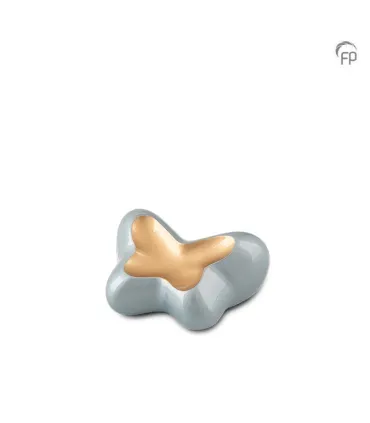 Metalen Mini Urn Blauw/Goudkleur Butterfly