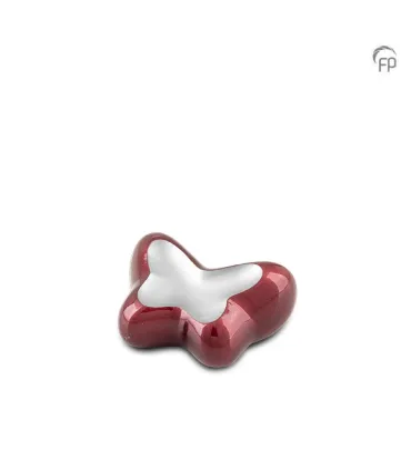 Metalen Mini Urn Bordeaux/Zilverkleur Butterfly