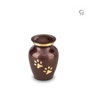 Kleine Metalen Dierenurn Pootafdrukjes Bruin met Goudkleur