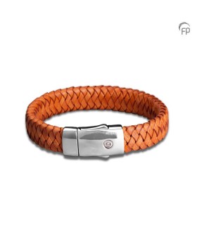 Leren Gevlochten Embrace Armband Lichtbruin Dik
