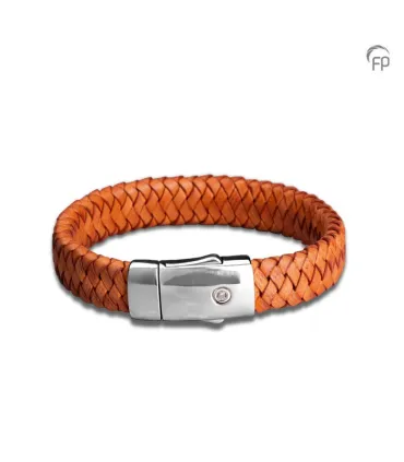Leren Gevlochten Embrace Armband Lichtbruin Dik