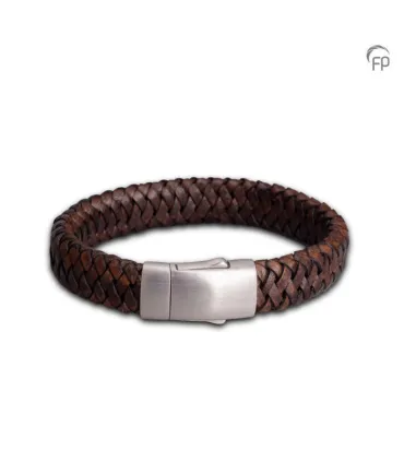 Leren Gevlochten Embrace Armband Donkerbruin Dik