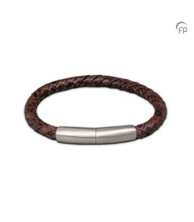 Leren Gevlochten Embrace Armband Donkerbruin Dun