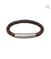 Leren Gevlochten Embrace Armband Donkerbruin Dun