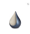 Kleine Metalen Urn Teardrop Blauw met Zilverkleur