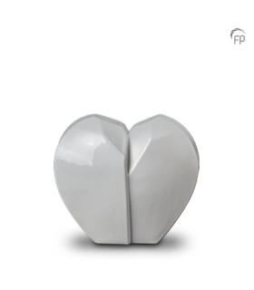 Middelgrote Keramische Urn 'Mastaba' Wit Gebroken Hart