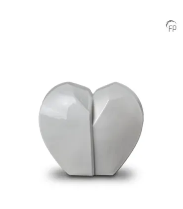 Middelgrote Keramische Urn 'Mastaba' Wit Gebroken Hart