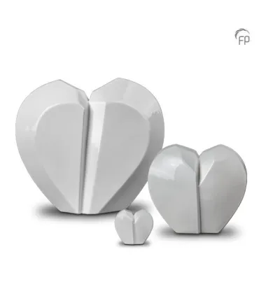 Keramische Mini Urn 'Mastaba' Wit Gebroken Hart