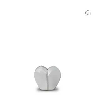 Keramische Mini Urn 'Mastaba' Wit Gebroken Hart