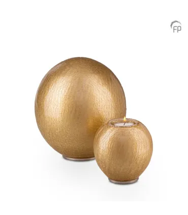 Glazen Kaarsenhouder Bohemian Memory Crystal Goudkleurig Craquelé