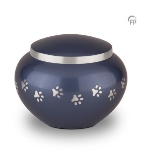 Grote Metalen Dierenurn Pootafdrukjes Blauw