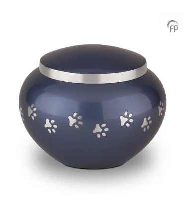 Grote Metalen Dierenurn Pootafdrukjes Blauw