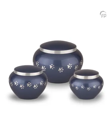 Grote Metalen Dierenurn Pootafdrukjes Blauw