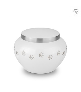 Kleine Metalen Dierenurn Pootjes Wit