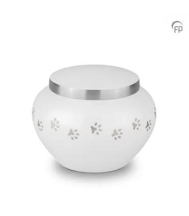 Kleine Metalen Dierenurn Pootjes Wit