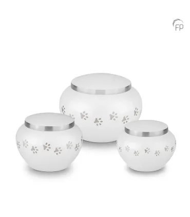 Kleine Metalen Dierenurn Pootjes Wit