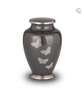 Grote Metalen Urn Vlinders Antraciet Grijs