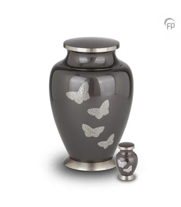 Metalen Mini Urn Vlinders Antraciet Grijs